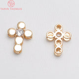 6PCS 16x12MM Cross Charms Pendants 24K Champagne Plated