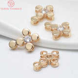 6PCS 16x12MM Cross Charms Pendants 24K Champagne Plated
