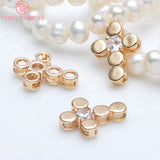 6PCS 16x12MM Cross Charms Pendants 24K Champagne Plated