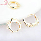 6PCS 16x15MM 24K Brass Round Earrings Hoop DIY Jewelry Making Findings