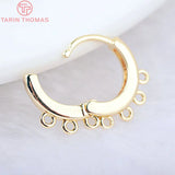 6PCS 16x15MM 24K Brass Round Earrings Hoop DIY Jewelry Making Findings