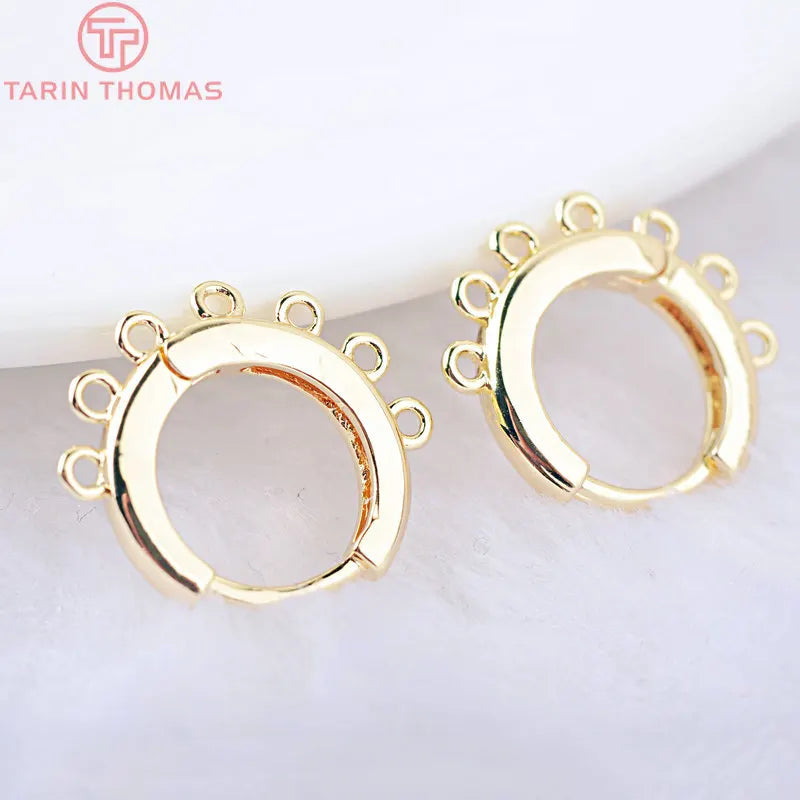 6PCS 16x15MM 24K Brass Round Earrings Hoop DIY Jewelry Making Findings