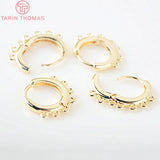 6PCS 16x15MM 24K Brass Round Earrings Hoop DIY Jewelry Making Findings