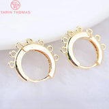 6PCS 16x15MM 24K Brass Round Earrings Hoop DIY Jewelry Making Findings