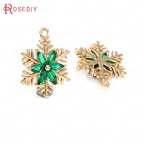 6PCS High Champagne Brass Zircon Snowflake Charms Pendants