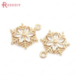 6PCS High Champagne Brass Zircon Snowflake Charms Pendants