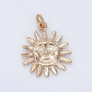6PCS 17MM Sun Charms Pendants 24K Champagne Plated DIY Jewelry Accessories