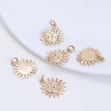6PCS 17MM Sun Charms Pendants 24K Champagne Plated DIY Jewelry Accessories