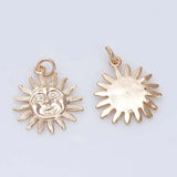 6PCS 17MM Sun Charms Pendants 24K Champagne Plated DIY Jewelry Accessories