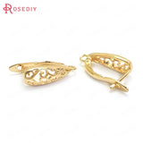 6PCS 17MM 24K Brass Curly Pattern Stud Earrings Pins DIY Jewelry Findings