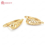 6PCS 17MM 24K Brass Curly Pattern Stud Earrings Pins DIY Jewelry Findings