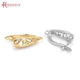 6PCS 17MM 24K Brass Curly Pattern Stud Earrings Pins DIY Jewelry Findings