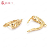 6PCS 17MM 24K Brass Curly Pattern Stud Earrings Pins DIY Jewelry Findings