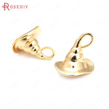 6PCS 17x18MM Champagne Brass Beads Hat Charms Pendants