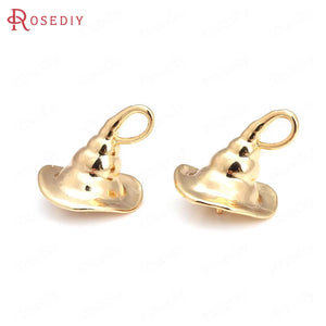 6PCS 17x18MM Champagne Brass Beads Hat Charms Pendants