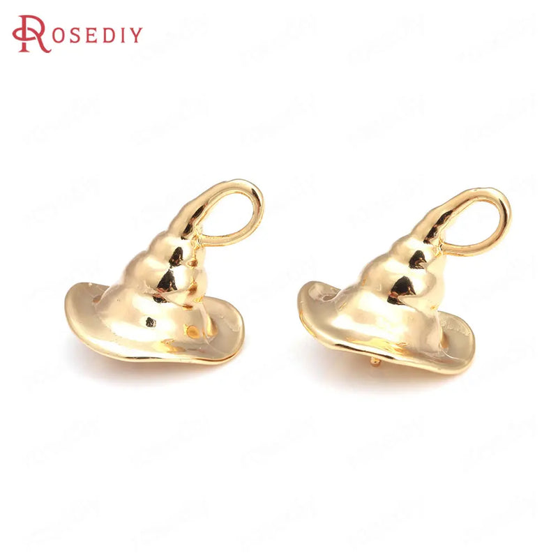 6PCS 17x18MM Champagne Brass Beads Hat Charms Pendants