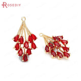 6PCS Brass and Glass Feather Charms Pendants