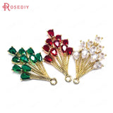 6PCS Brass and Glass Feather Charms Pendants