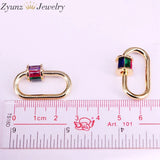 6PCS 18*28mm Colorful CZ Micro Pave Oval Clasp Gold/Silver
