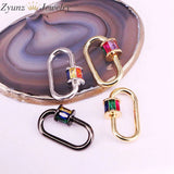 6PCS 18*28mm Colorful CZ Micro Pave Oval Clasp Gold/Silver