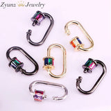 6PCS 18*28mm Colorful CZ Micro Pave Oval Clasp Gold/Silver
