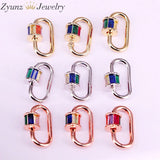 6PCS 18*28mm Colorful CZ Micro Pave Oval Clasp Gold/Silver