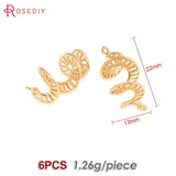6PCS 18K Brass Spiral Connect Charms Pendants Jewelry Making Accessories