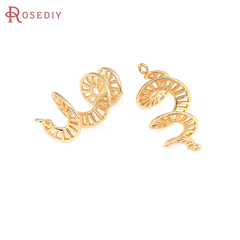 6PCS 18K Brass Spiral Connect Charms Pendants Jewelry Making Accessories
