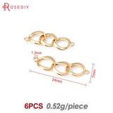 6PCS 18K Brass 2 Holes 3 Rings Charms for Jewelry Making