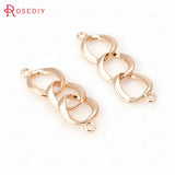 6PCS 18K Brass 2 Holes 3 Rings Charms for Jewelry Making