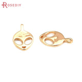 6PCS 18K Brass Alien Charms Pendants DIY Jewelry Necklace Earrings
