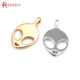 6PCS 18K Brass Alien Charms Pendants DIY Jewelry Necklace Earrings