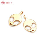 6PCS 18K Brass Alien Charms Pendants DIY Jewelry Necklace Earrings