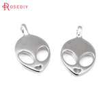 6PCS 18K Brass Alien Charms Pendants DIY Jewelry Necklace Earrings