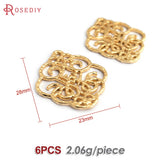 6PCS 18K Brass Curled Pattern Connect Charms Pendants DIY Jewelry Making