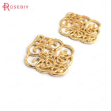 6PCS 18K Brass Curled Pattern Connect Charms Pendants DIY Jewelry Making