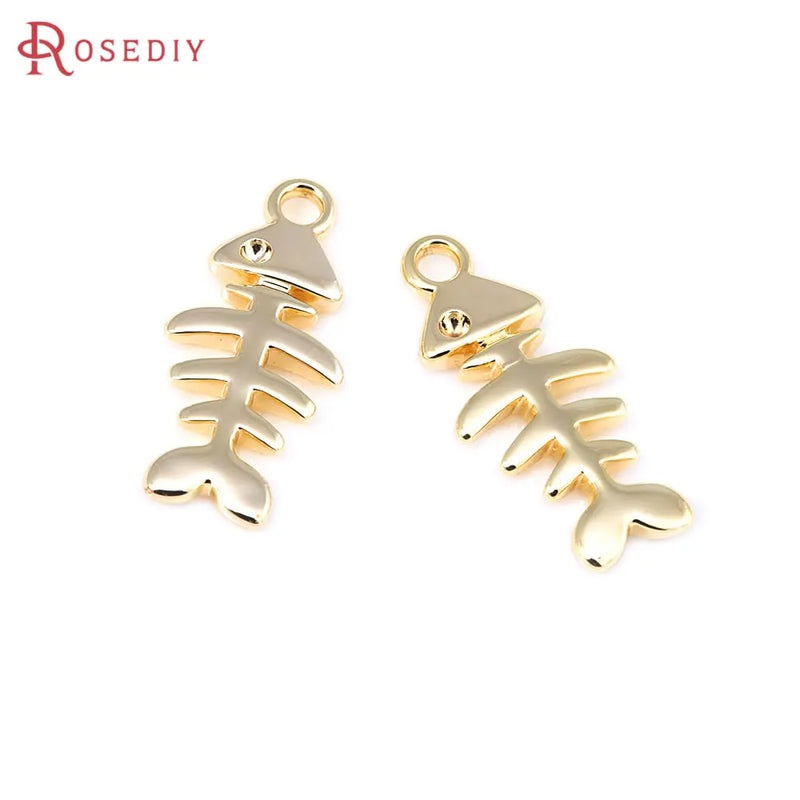 6PCS Fish Bone Charms Pendants for Jewelry Making
