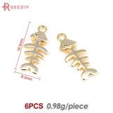 6PCS Fish Bone Charms Pendants for Jewelry Making