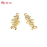 6PCS Fish Bone Charms Pendants for Jewelry Making