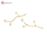6PCS 18K Brass Flower Branch Charms Pendants for Diy Jewelry Making