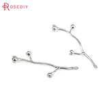 6PCS 18K Brass Flower Branch Charms Pendants for Diy Jewelry Making