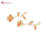 6PCS 18K Brass Flower Branch Charms Pendants for Jewelry Making