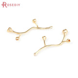 6PCS 18K Brass Flower Branch Charms Pendants for Diy Jewelry Making