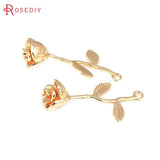 6PCS 18K Brass Flower Branch Charms Pendants for Jewelry Making