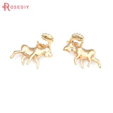 6PCS 18K Brass Flower Branchs Charms Pendants for Diy Jewelry Making