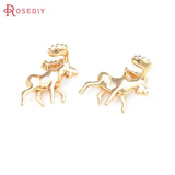 6PCS 18K Brass Flower Branchs Charms Pendants for Diy Jewelry Making