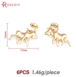 6PCS 18K Brass Flower Branchs Charms Pendants for Diy Jewelry Making