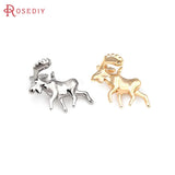 6PCS 18K Brass Flower Branchs Charms Pendants for Diy Jewelry Making