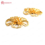6PCS 18K Brass Flower Charms Pendants Jewelry Making Supplies