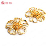 6PCS 18K Brass Flower Charms Pendants Jewelry Making Supplies
